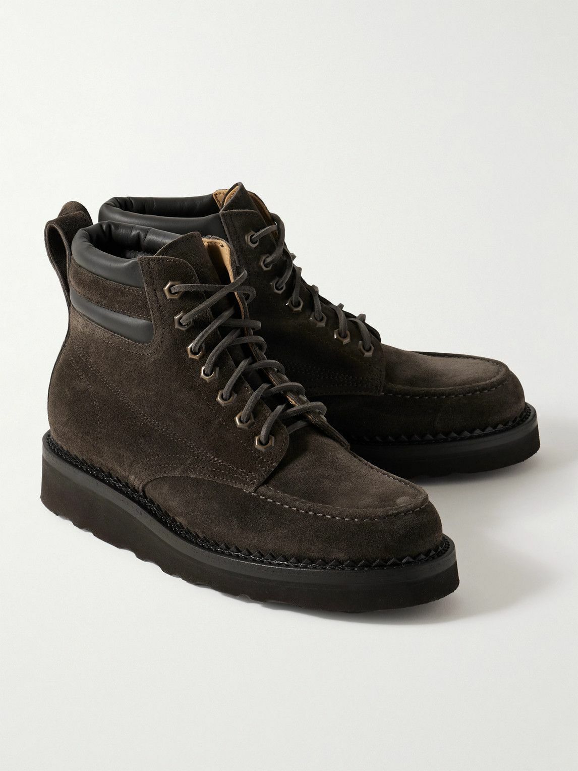 Yuketen - Leather-Trimmed Suede Boots - Brown