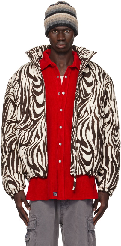 Photo: ERL Black & White Zebra Quilted Puffer Jacket