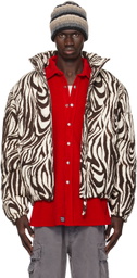 ERL Black & White Zebra Quilted Puffer Jacket