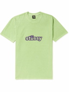 Stussy - Logo-Print Garment-Dyed Cotton-Jersey T-Shirt - Green