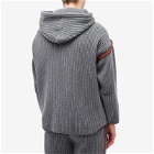 Gucci Men's Tape Logo Knit Hoodie in Grey
