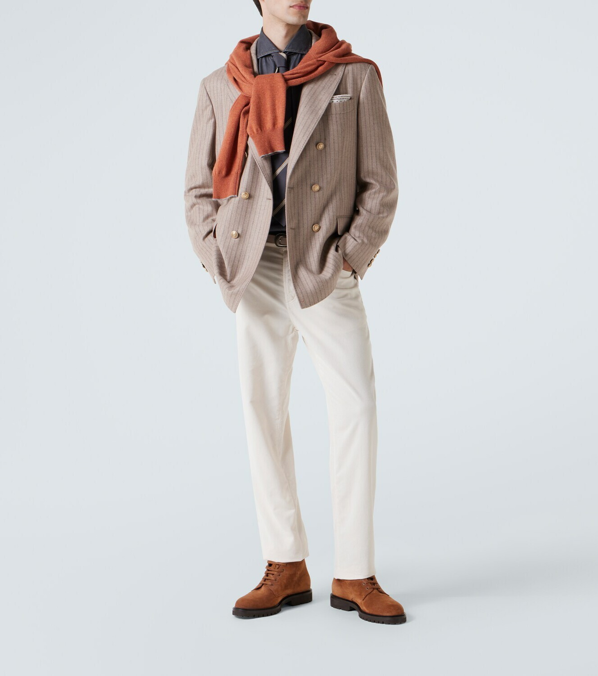Brunello Cucinelli Striped cashmere and silk blazer