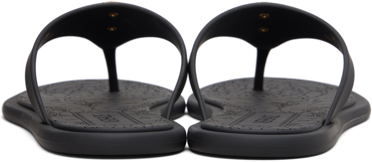 Versace Black Alia Rubber Flat Sandals