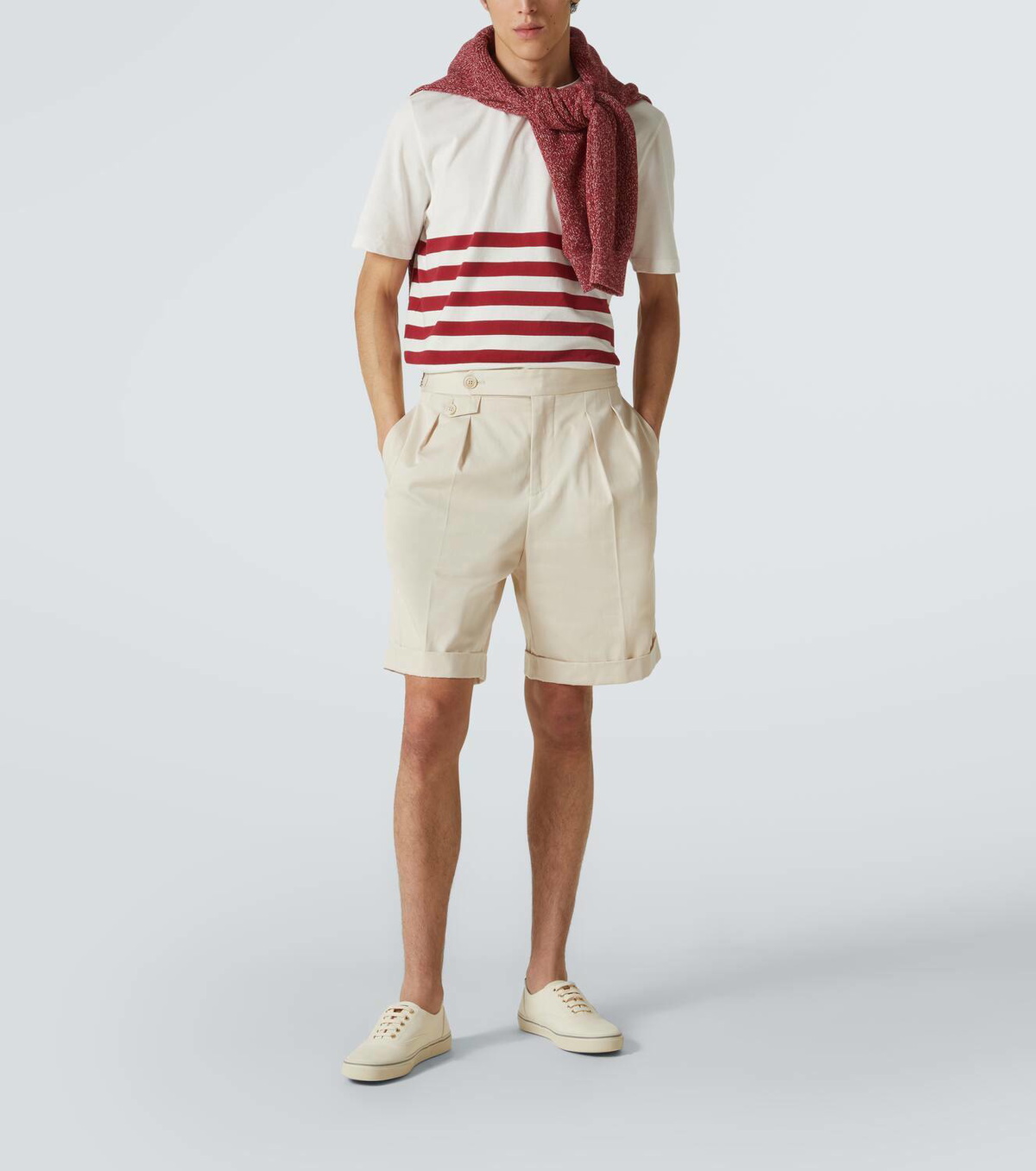 【送料&関税込】Brunello Cucinelli Striped Cotton Jersey T-s BRUNELLO CUCINELLI Striped Cotton Jersey T-Shirt in Grey