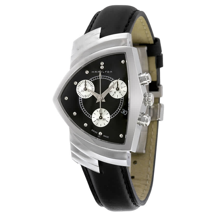 Hamilton Ventura Chrono Black Dial Shield Shaped Mens Watch