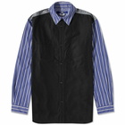 Junya Watanabe MAN Men's Stripe Technical Overshirt in White/Black/Black