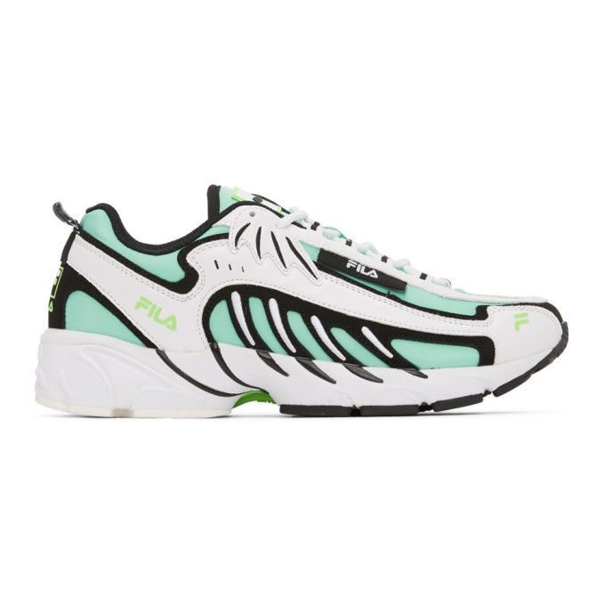 Photo: MSGM White and Green Fila Edition Low-Top Sneakers