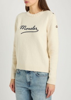 Moncler Logo-embroidered Cotton-blend Jumper Cream