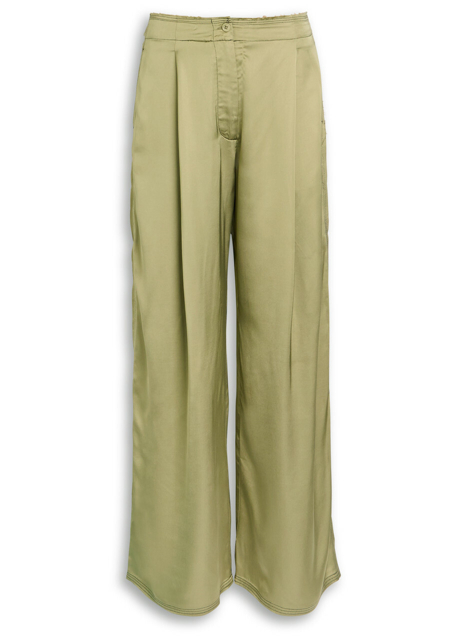 Day Birger ET Mikkelsen Fisher Fluid Satin Wide-leg Trousers Khaki