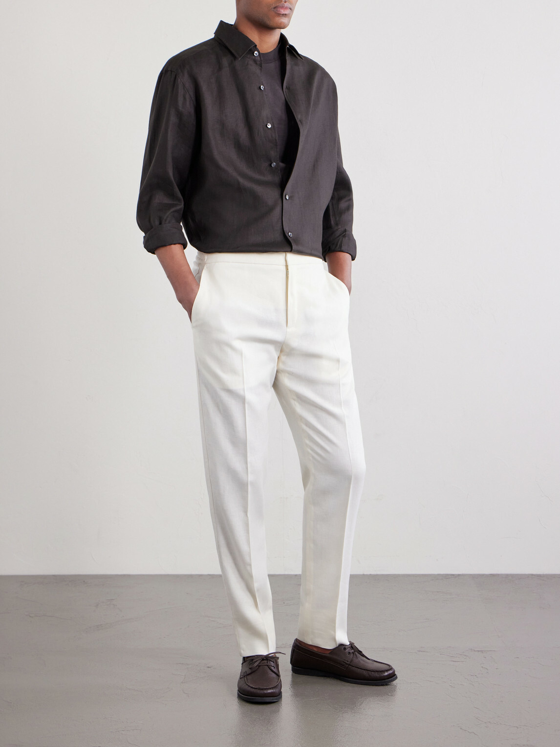 Zegna - Straight-Leg Linen-Twill Trousers - Neutrals