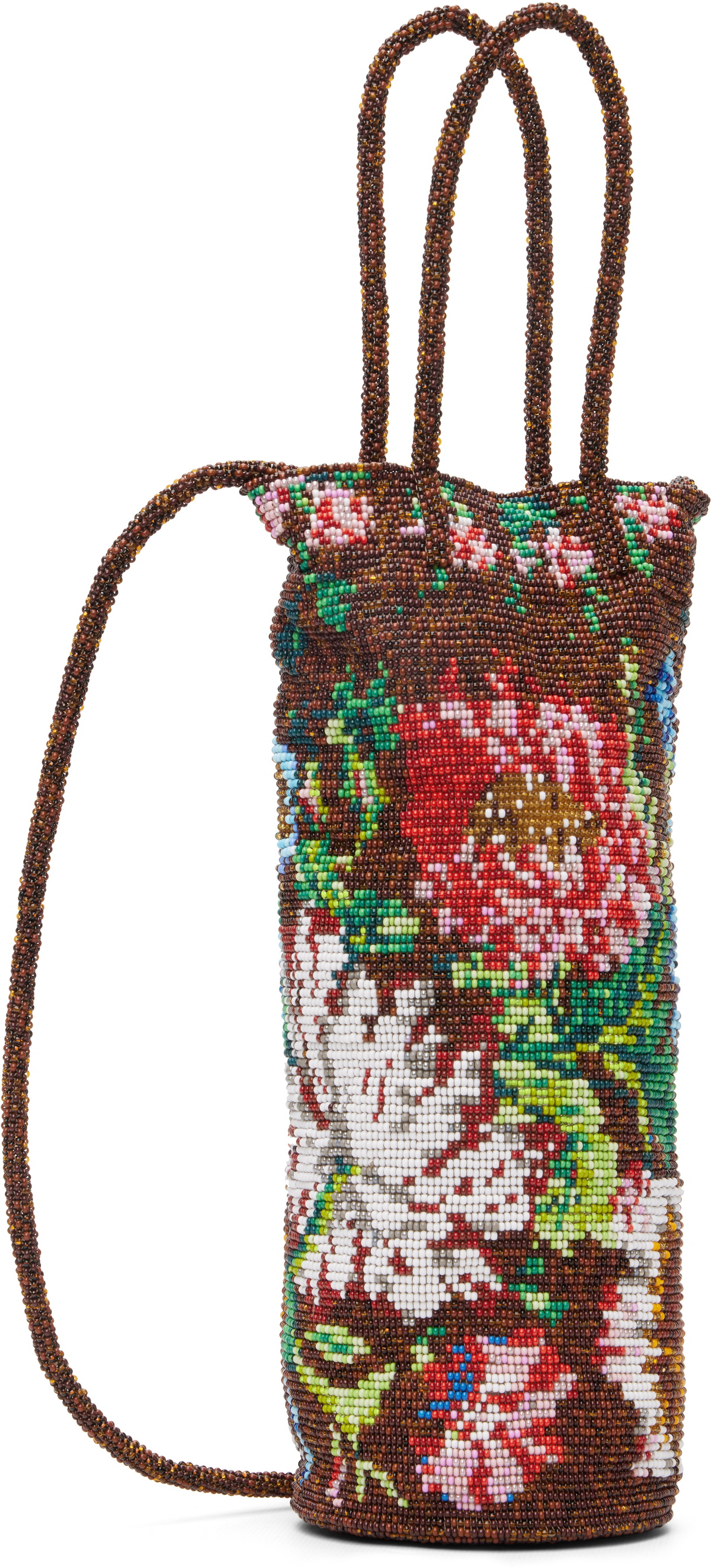 Cordera Brown Handmade Beaded Peonia Bag
