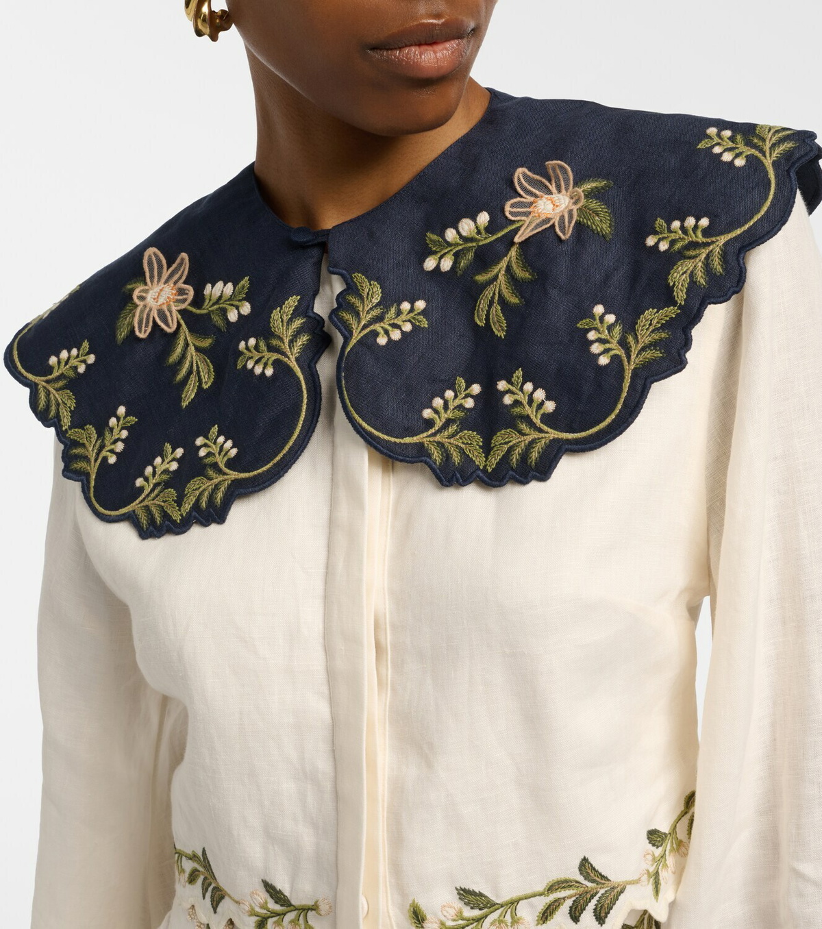 Agua by Agua Bendita Cumbre embroidered linen blouse