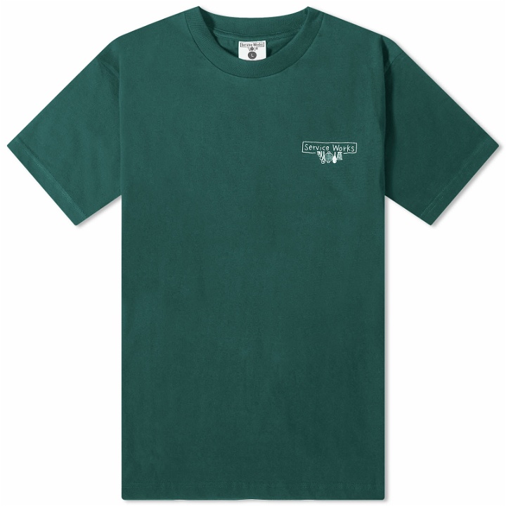 Photo: Service Works Men's Scribble Logo T-Shirt in Forest