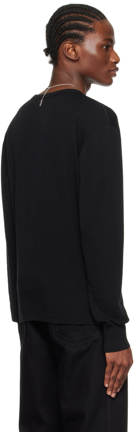 Half-Button Rib-Knit Dropped Shoulder Sweater