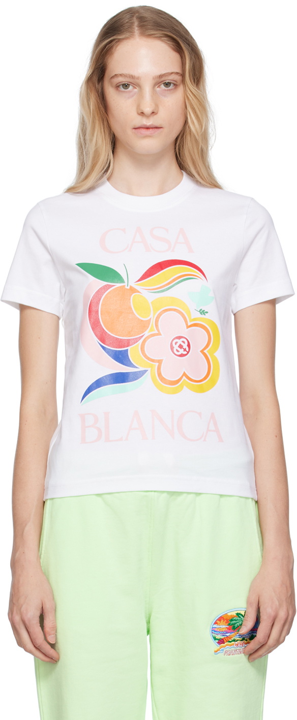 Tシャツ・カットソー CASABLANCA Woman T-Shirt White WPF25JTS046 03 Tシャツ LE PASSAGE PRINTED T―SHIRT U