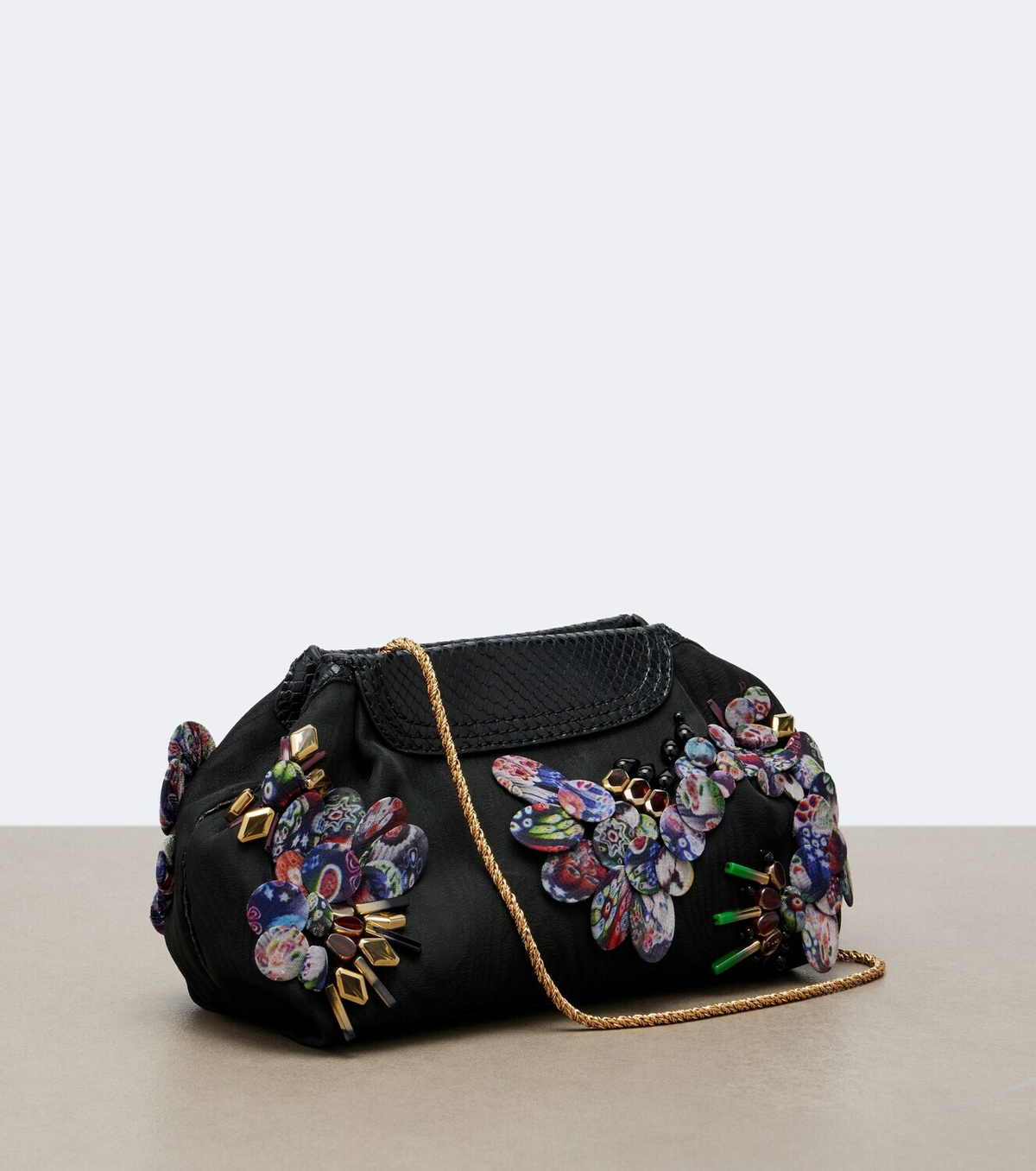 Dries Van Noten Embellished leather-trimmed clutch