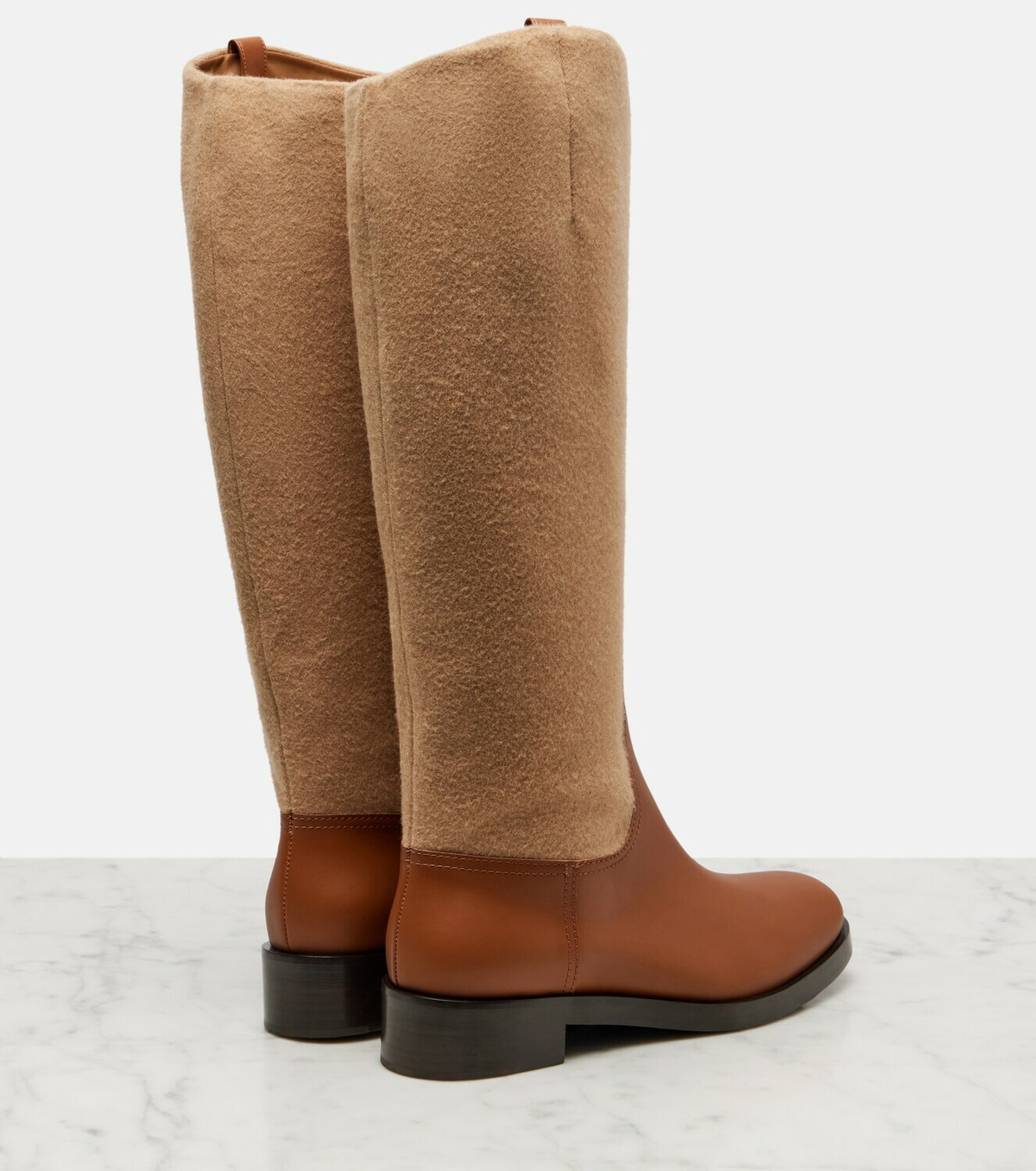 Max Mara Cavaliere leather and wool knee-high boots