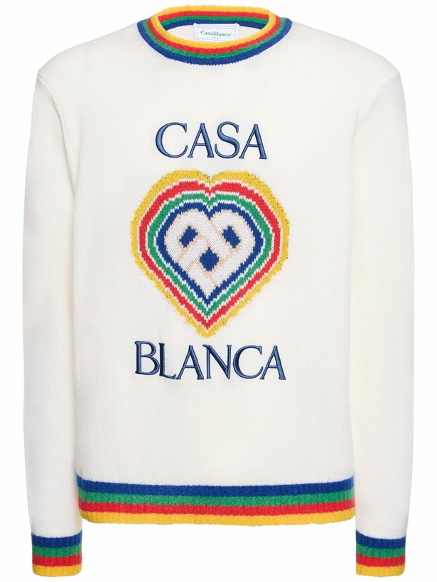 Photo: CASABLANCA - Heart Logo Cotton Knit Sweater