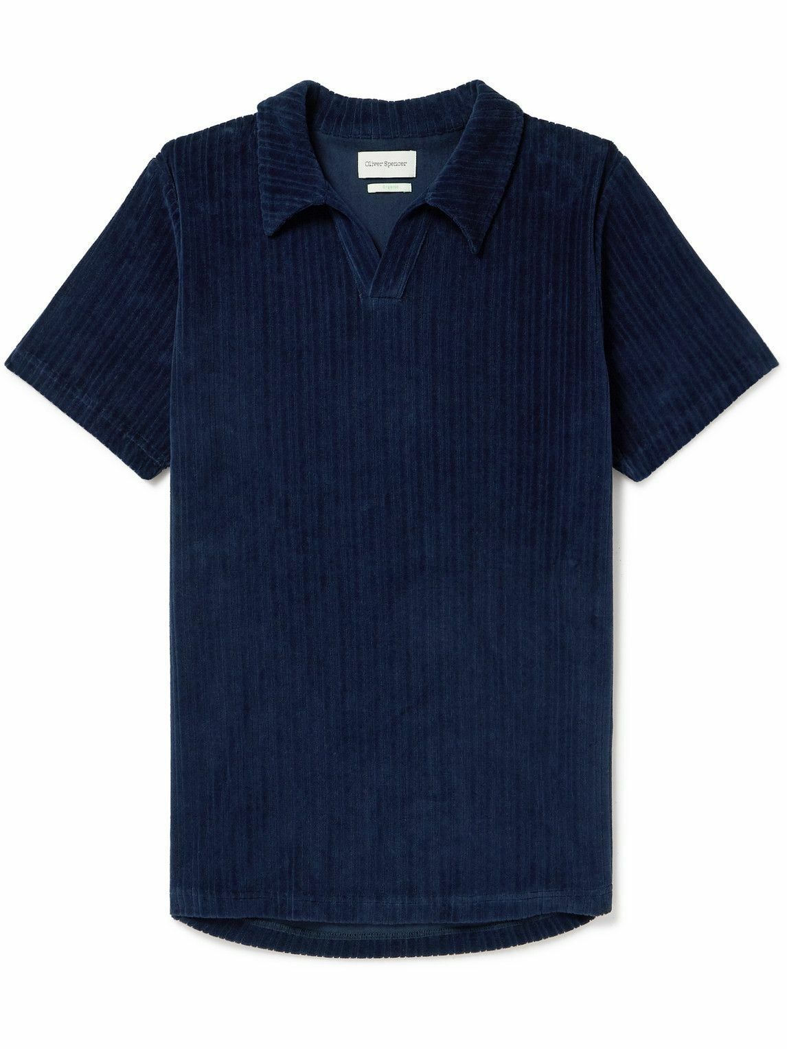 Photo: Oliver Spencer - Austell Ribbed Organic Cotton-Blend Terry Polo Shirt - Blue