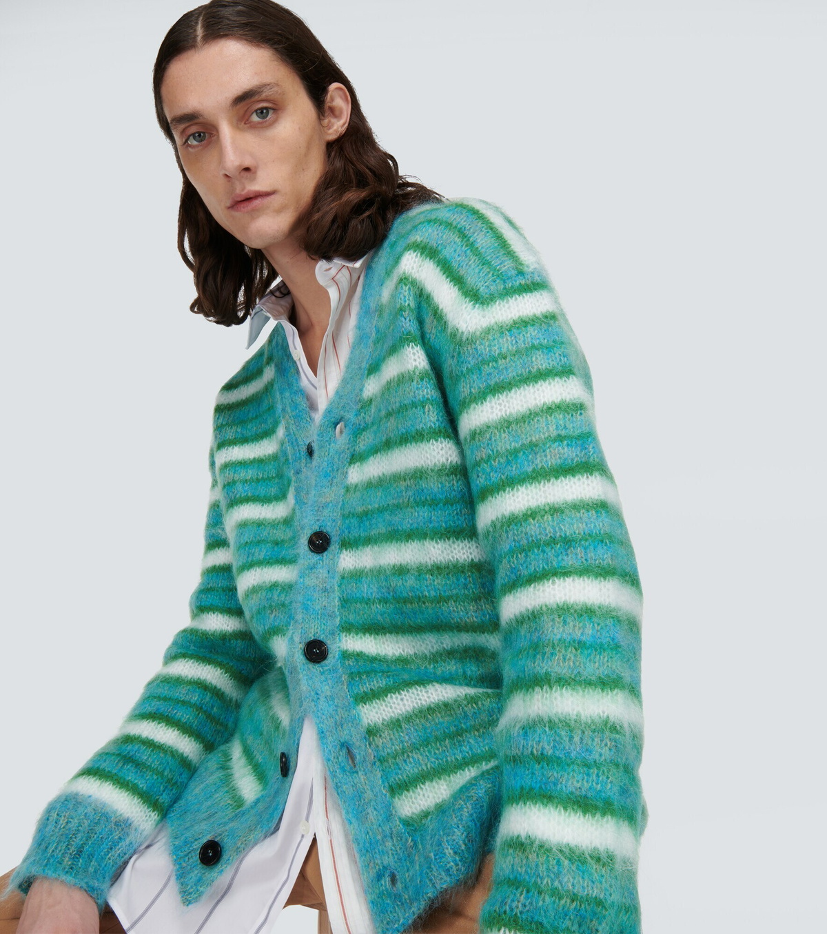 Marni - Striped mohair-blend cardigan Marni