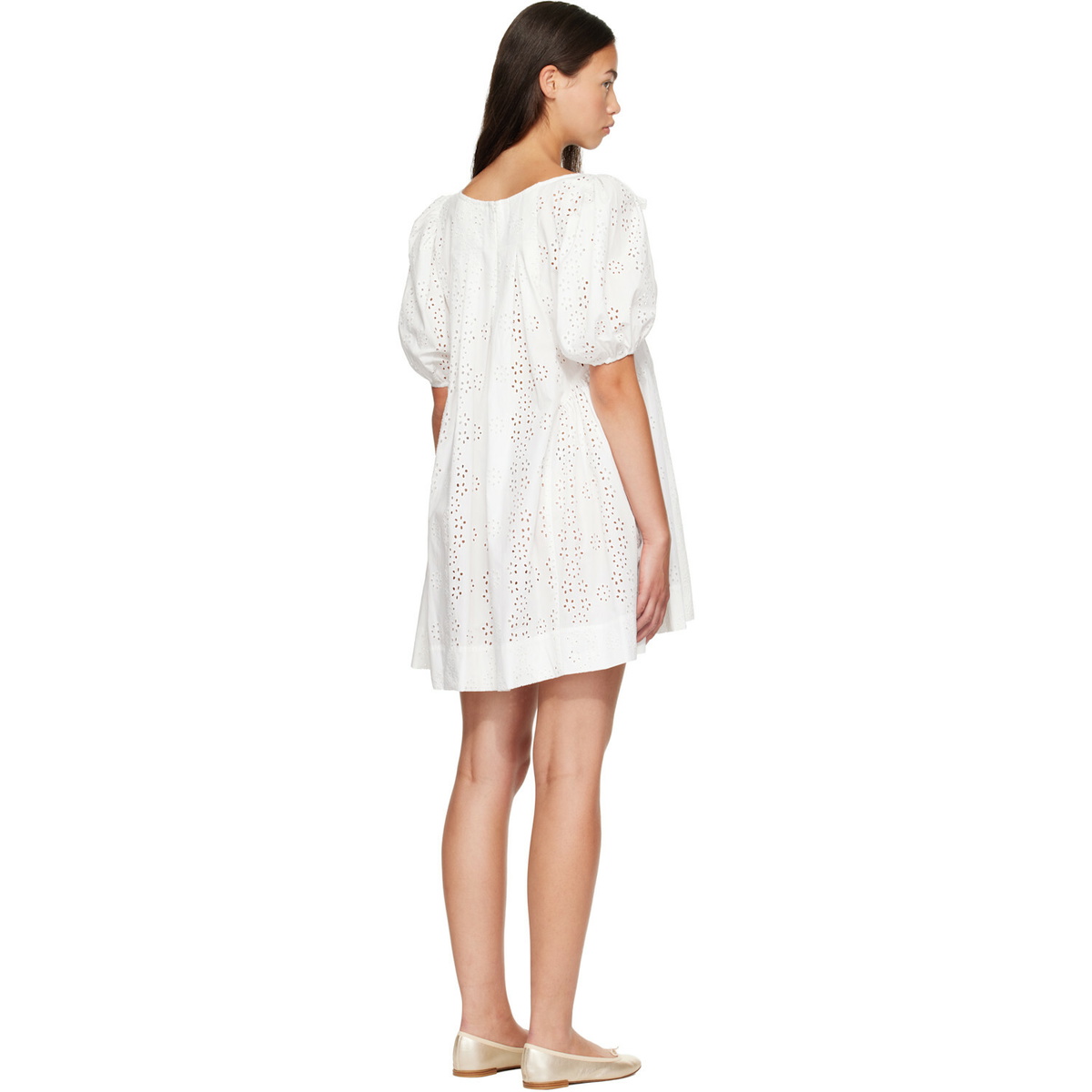 Sandy Liang White Hugo Midi Dress
