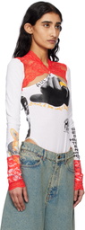 Marine Serre White Regenerated T-shirts & Lace Long Sleeve Bodysuit