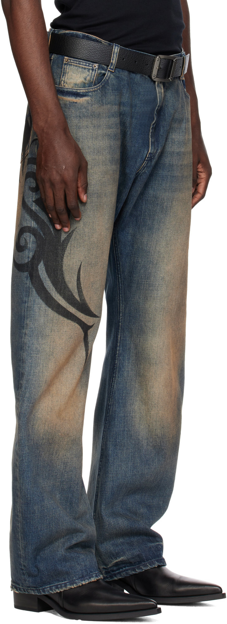 VETEMENTS Blue Graffiti O-Leg Jeans