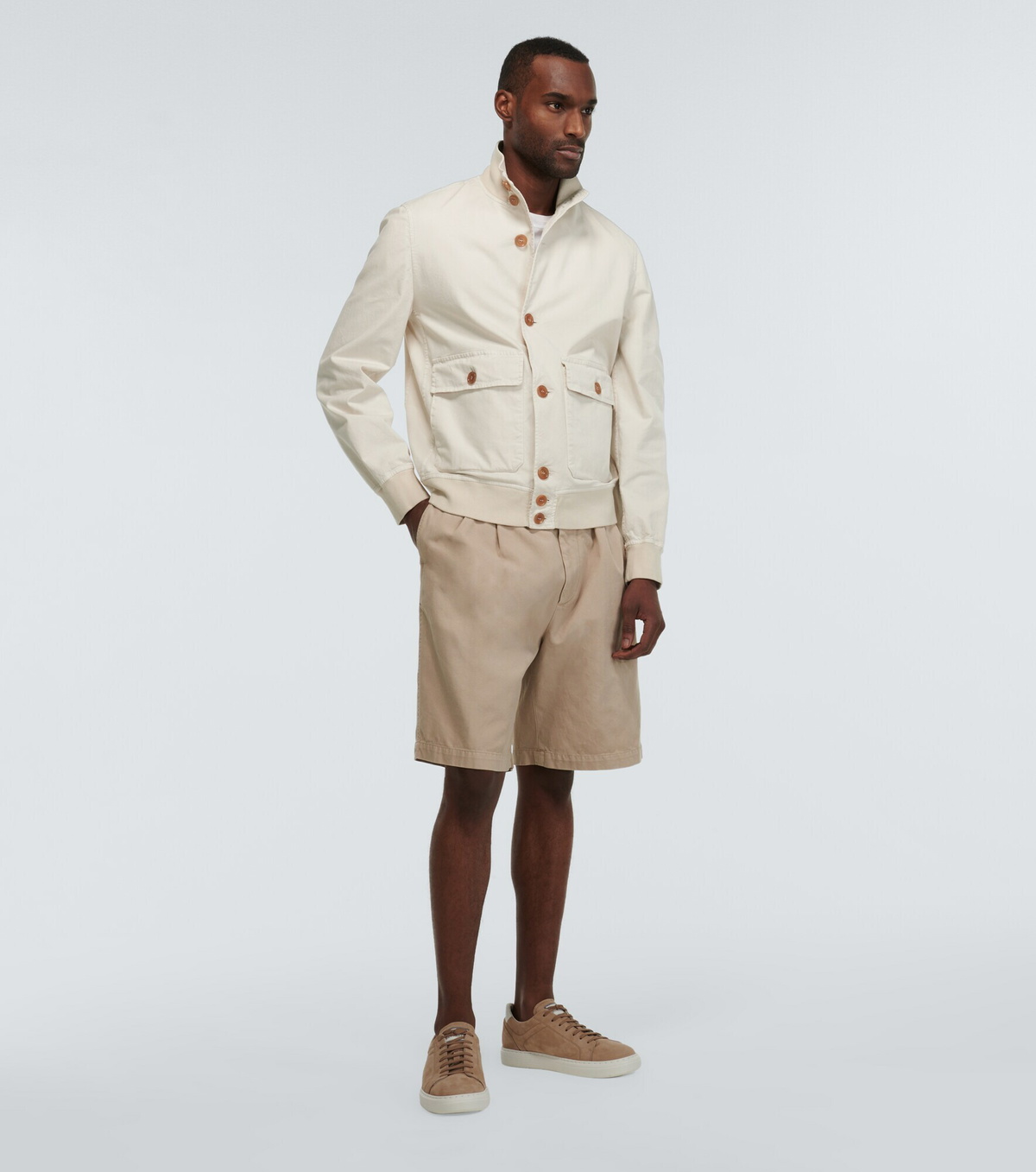 Brunello Cucinelli White Leather Bermuda Shorts main image 1