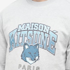 Maison Kitsuné Men's Campus Fox Regular Crew Sweat in Light Grey Melange