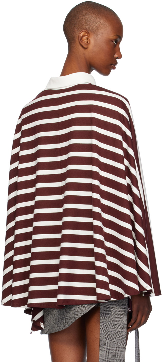 FIDAN NOVRUZOVA Burgundy & White Aby Cape Polo Bodysuit