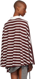 FIDAN NOVRUZOVA Burgundy & White Aby Cape Polo Bodysuit
