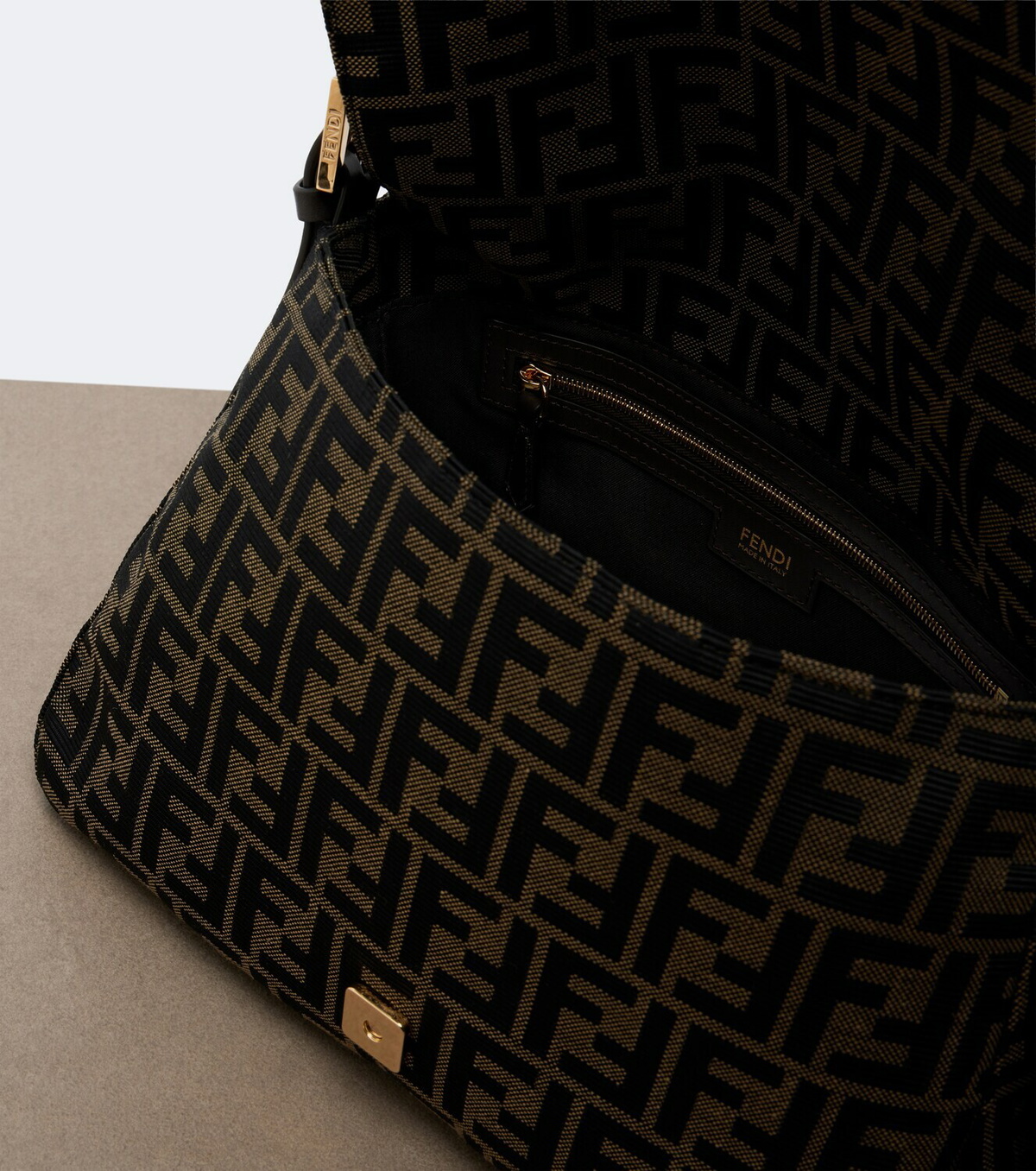 Fendi Baguette® Flap Medium FF Zucca canvas shoulder bag