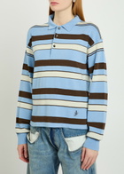 JW Anderson Striped Knit Polo Shirt Blue