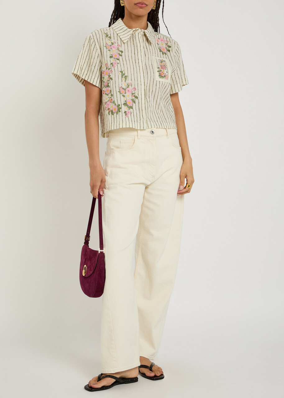 Agua BY Agua Bendita Virtuosa Embroidered Cotton-blend Shirt Multicoloured