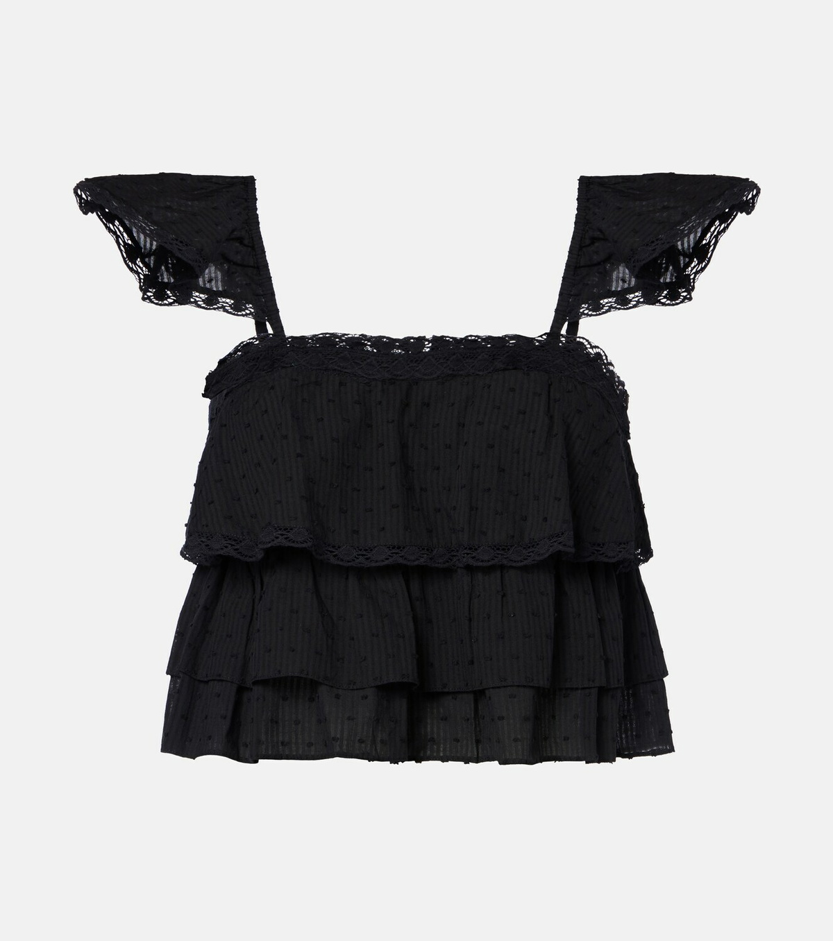 Poupette St Barth Anya ruffled cotton crop top