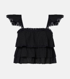 Poupette St Barth Anya ruffled cotton crop top