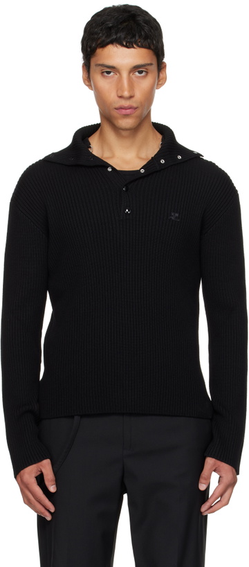 Photo: Courrèges Black Ribbed Wool Polo