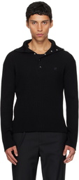 Courrèges Black Ribbed Wool Polo