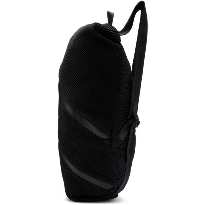 Pleats Please Issey Miyake Black Double Zip Bias Pleats Backpack