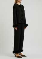 Sleeper Capricorn Feather-trimmed Twill Pyjama set Black