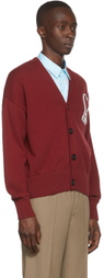 AMI Paris SSENSE Exclusive Burgundy Ami de Cœur Cardigan