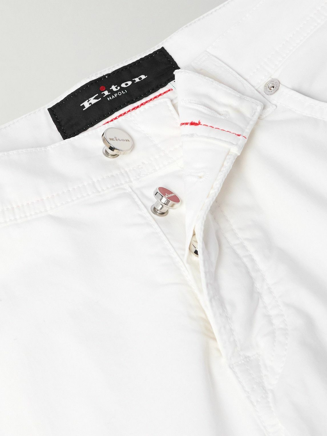 Kiton - Straight-Leg Cotton-Blend Trousers - White