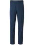 ERMENEGILDO ZEGNA - Slim-Fit Micro-Gingham Cotton-Seersucker Suit Trousers - Blue - IT 46