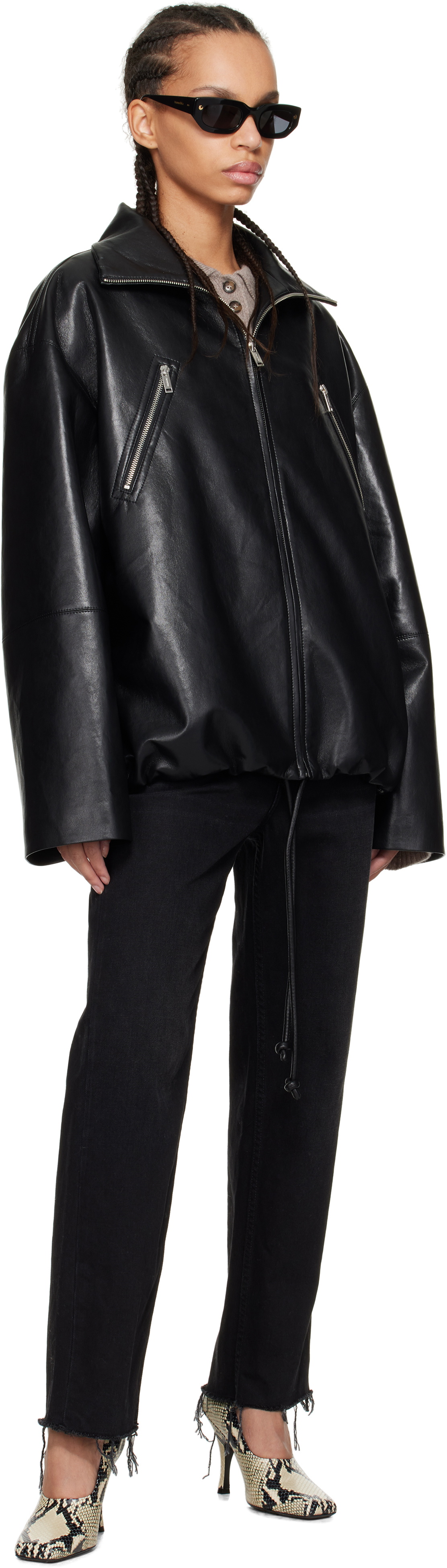 Nanushka Black Aiman Faux-Leather Jacket Nanushka