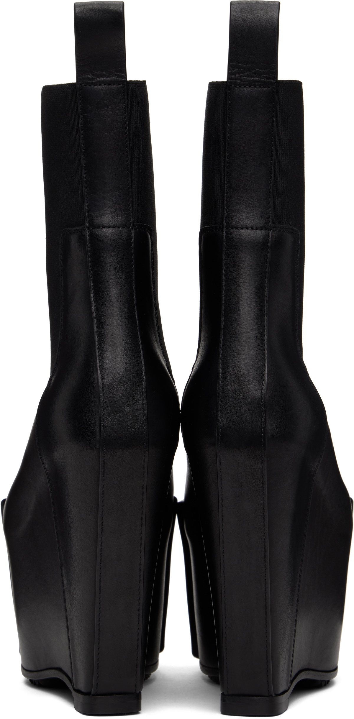 Rick Owens Black Hollywood Grilled Wedge Beatle Chelsea Boots