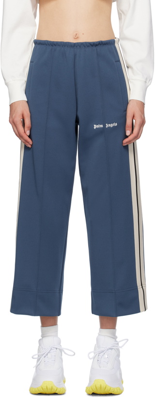 Photo: Palm Angels Blue Embroidered Track Pants