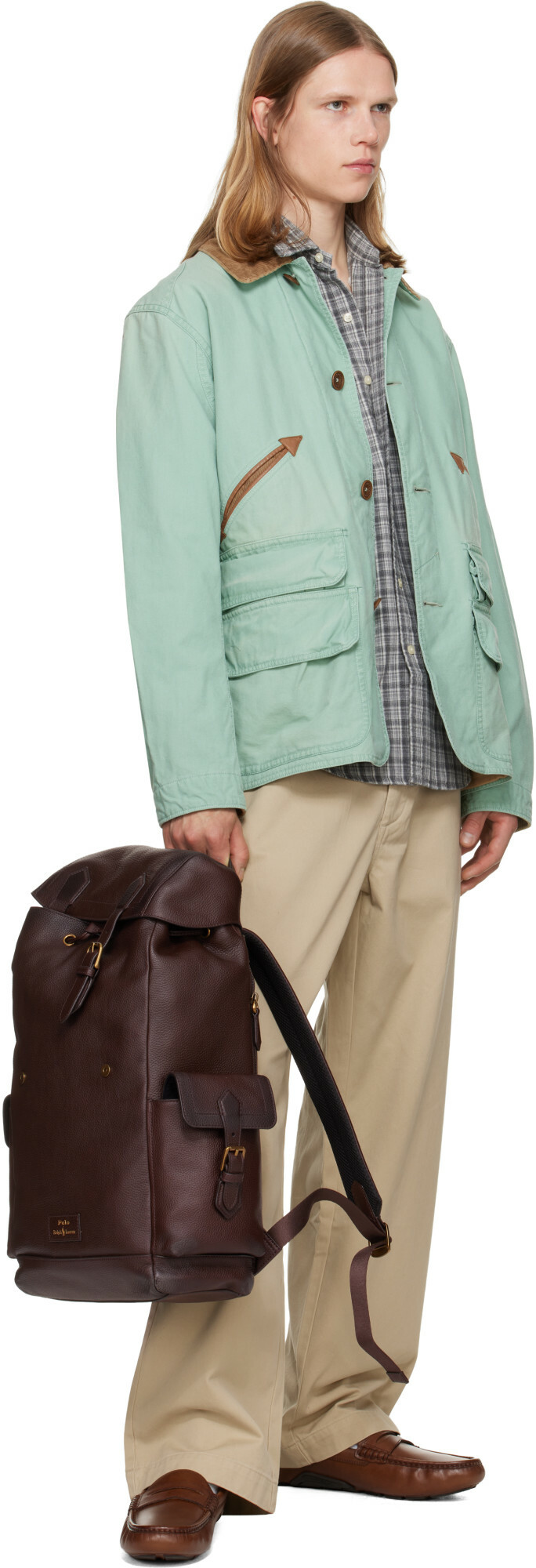 Polo Ralph Lauren Brown Pebbled Leather Backpack