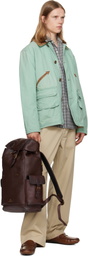 Polo Ralph Lauren Brown Pebbled Leather Backpack