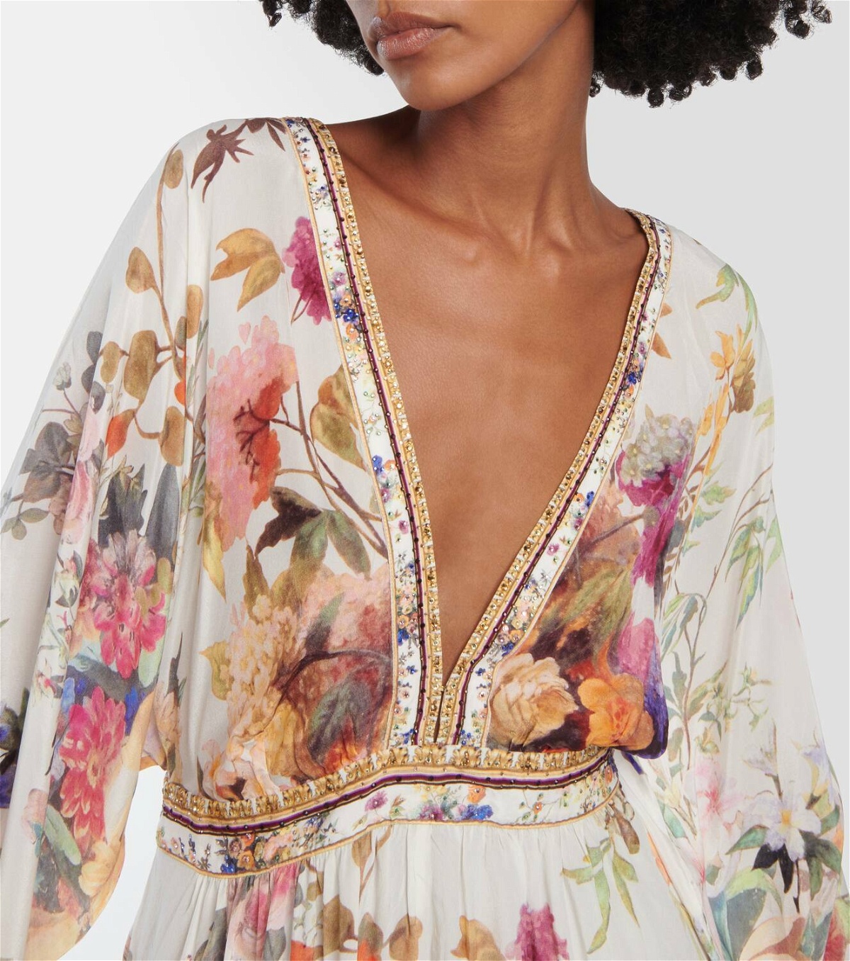 Camilla Gathered floral silk maxi dress