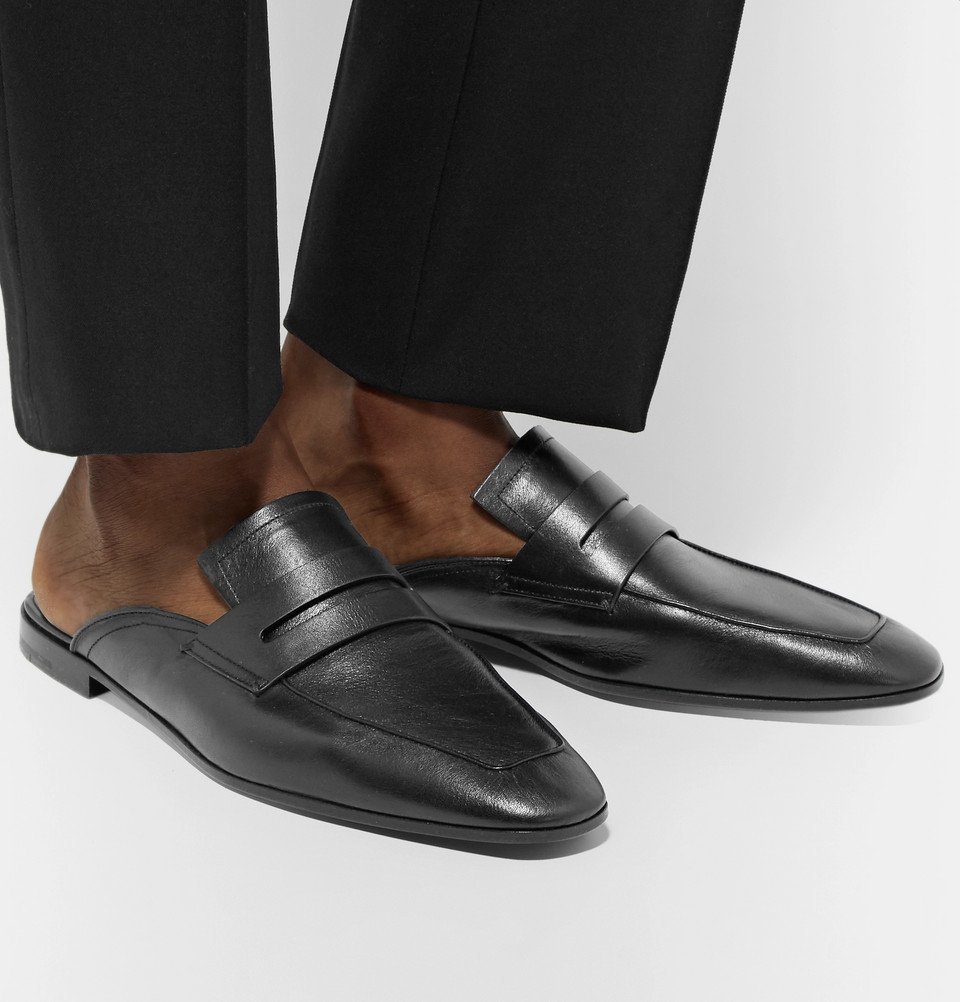 Berluti - Lorenzo Rimini Leather Backless Loafers - Men - Black